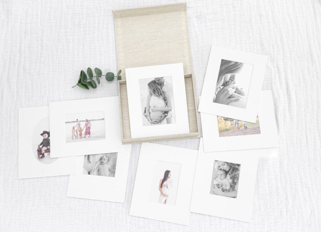 Matted prints in a linen box | Sarah Williams Portraits
